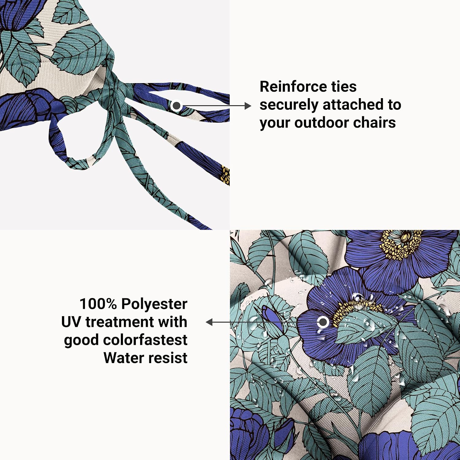 ARTPLAN Outdoor Chair Cushion,Tufted Adirondack Patio Chair Cushion,Wicker High Back Outdoor Seat Cushion,Set of 4, 44" L X 21" W X 4" H (4 Pack),Floral