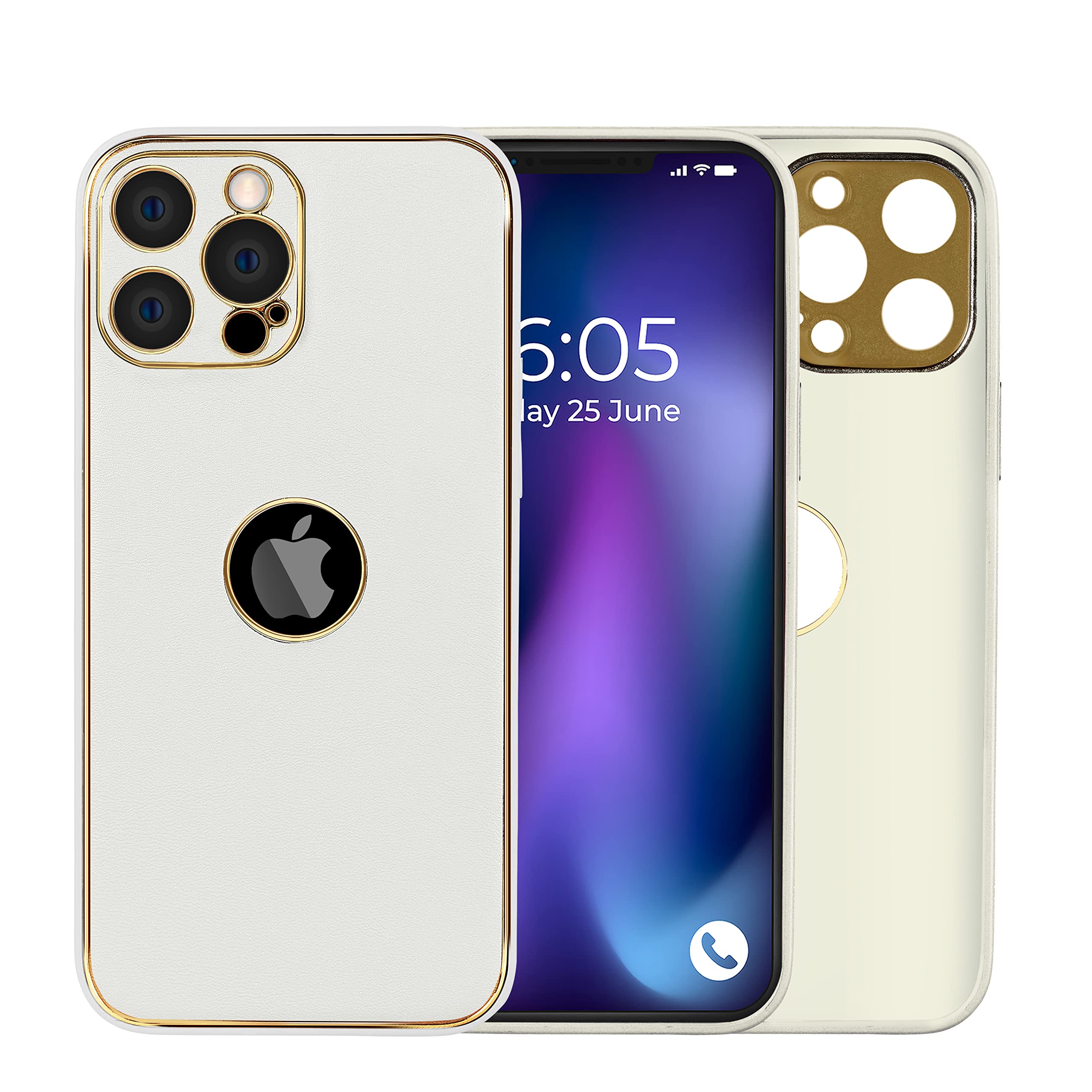 Logo View Compatible with iPhone 13 ProMax Slim Premium Classic Luxury Elegant Thin Back Case 6.7 Inch (PU Leather White Mobile Cover)-image-14