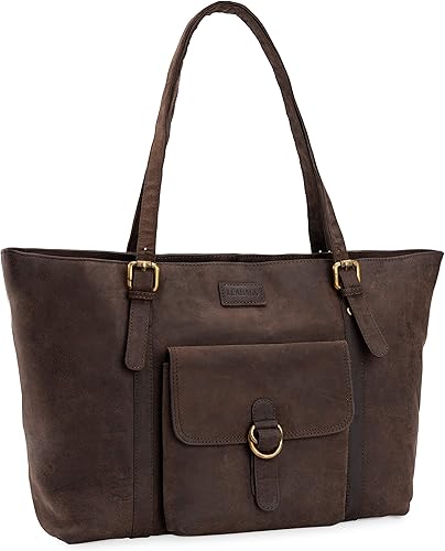 Miniatura 2 de LEABAGS Verona Shopper I Bolso de mano de piel de búfalo genuino para mujer, aspecto vintage I Laptop de hasta 15 pulgadas I Bolso de hombro
