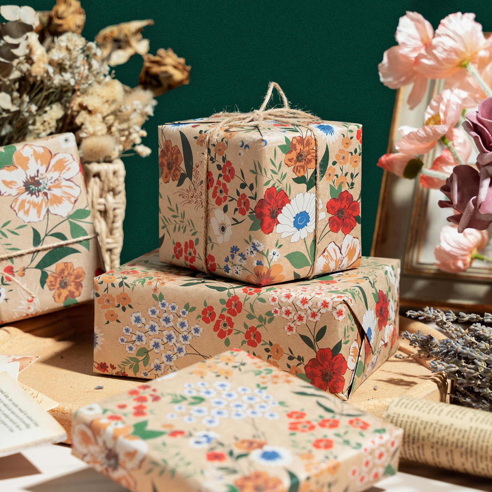 1 Rouleau De Papier Cadeau Bleu à Motif Floral Et Oiseau - 43,2 Cm X 10,5 M - Motif Fleurs Et Oiseaux - Pour Anniversaire, Mariage, Fête Prénatale