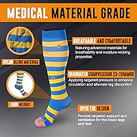 Vista 4 de Doc Miller Calcetines de compresión para mujeres embarazadas – pantorrilla ancha, puntera abierta, manga de rodilla de 15-20 mmHg, medias