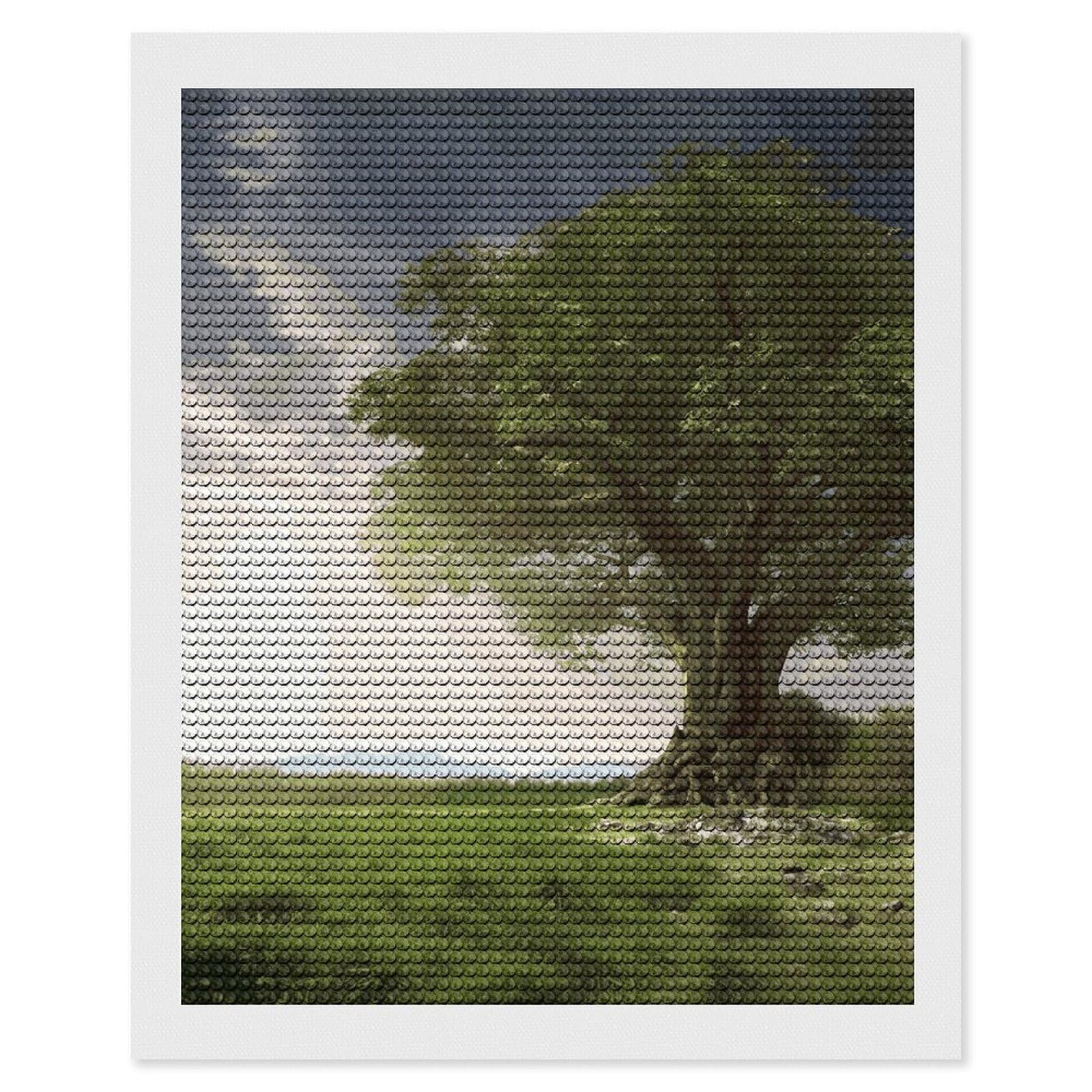 LDGSUPH Tree with Branch Scenery Diamond Painting Kits for Adults Paint with Diamond Pictures Art DIY Full Drill Diamond Dots Painting Personalized Diamond Photo for Home Wall Decor Gift 16"x20"