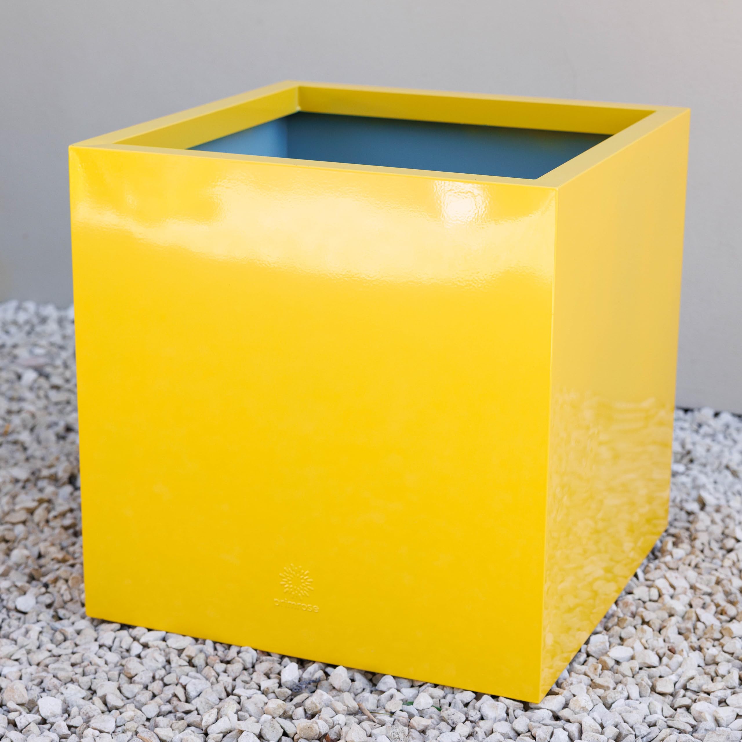 B&Q -  Galvanised Zinc Cube Outdoor Garden Planter In Yellow 30Cm