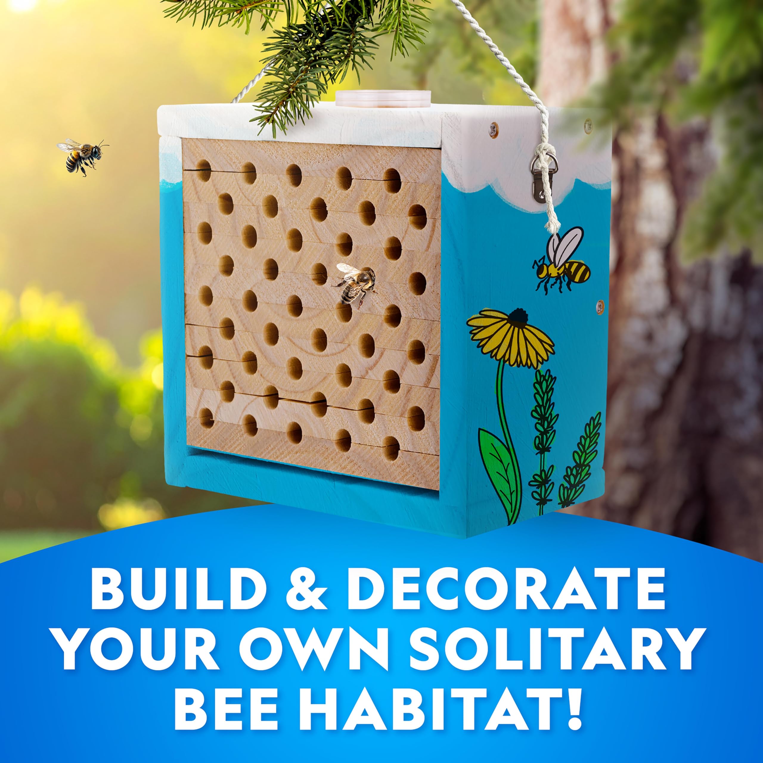 National Geographic Build a Bee Habitat Craft Kit for Kids – Paint & Build a House for Mason Bees, Outdoor Arts & Crafts, Nature Learning Activity, DIY Pollinator Garden Craft, Solitary Bee Hotel - 2