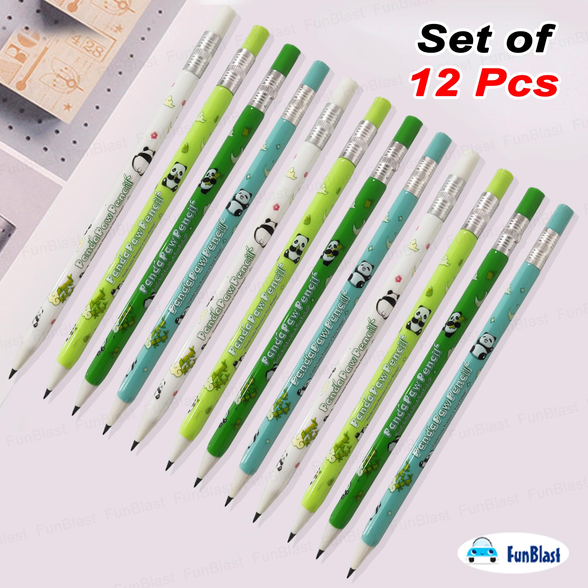FunBlast Mechanical Pencil with Sharpener for Kids – Pack of 12; Pre-Sharpened Kawaii Pencils for Kid, Cute Panda Pen-Pencil, Return Gift for Children, Pencil for Drawing and Shading 3