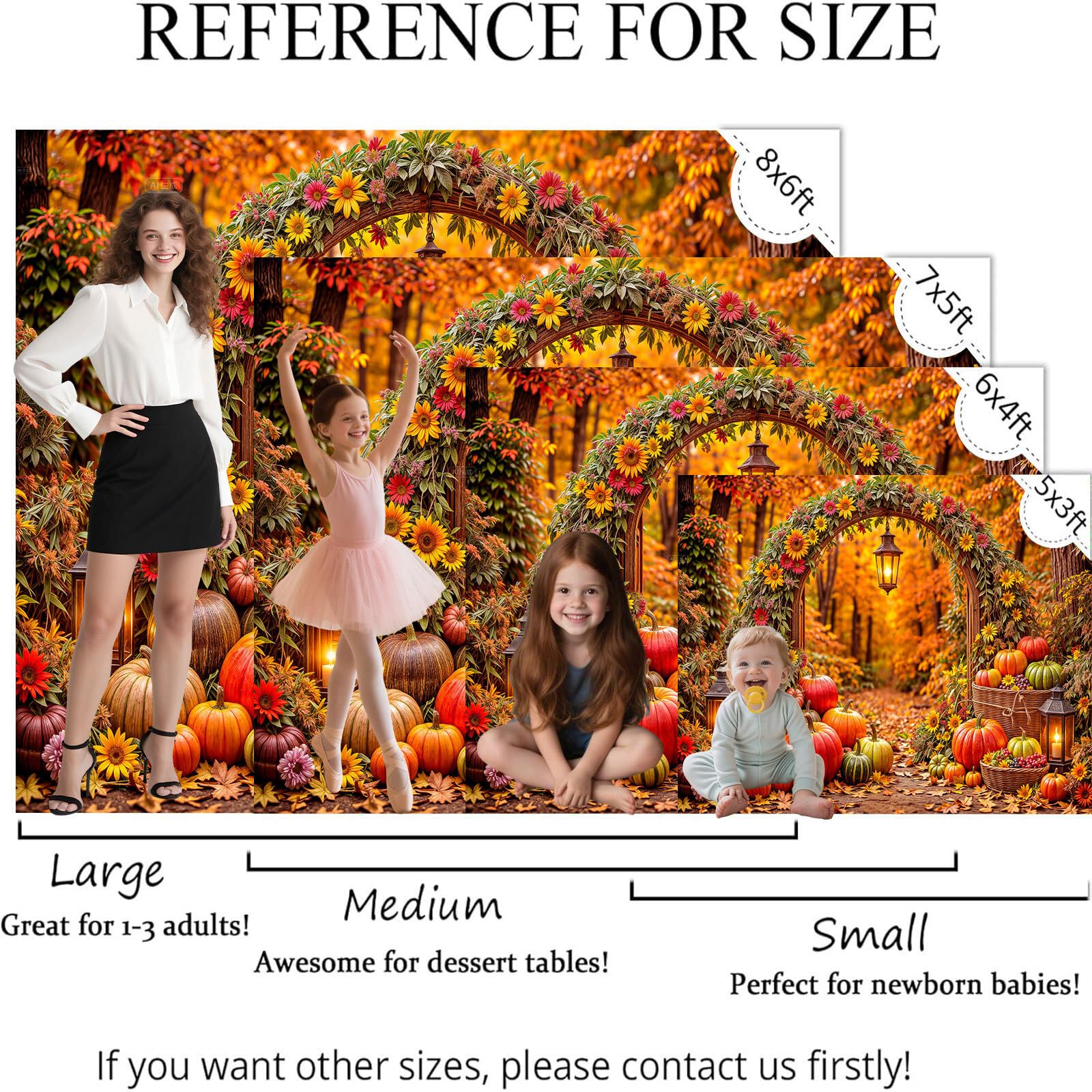 Fondale fotografico autunnale per il Ringraziamento, 2,1 x 1,5 m, con zucca, raccolto e arco, con girasoli, foglie d'acero e lanterne, per servizi fotografici di famiglia, accessori per foto e