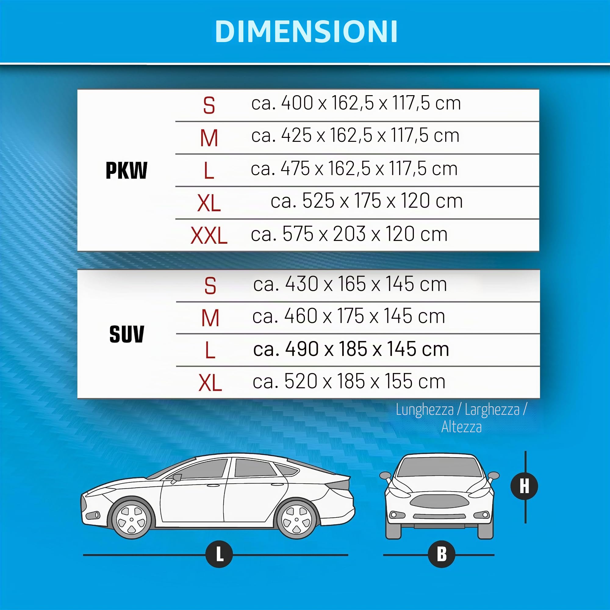 WALSER telone antigrandine per auto, telone antigrandine per auto, telone Auto Comfort Protect, copertura per garage per auto, copertura per auto 100% poliestere, copertura per auto SUV XL