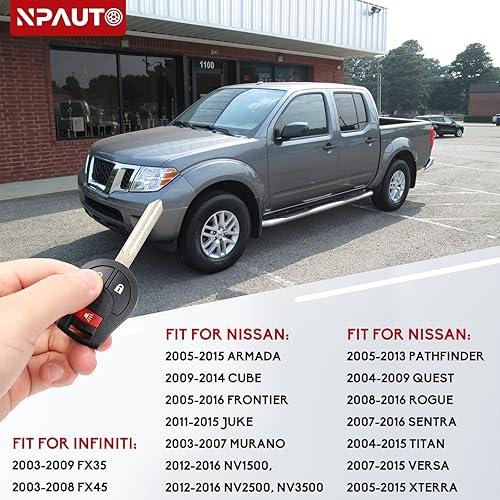 Miniatura 3 de NPAUTO Llavero de repuesto para Nissan Versa Juke Rogue Sentra Titan Armada Cube Frontier NV 2008-2015  Infiniti FX35 FX45 2003-2008 Control remoto
