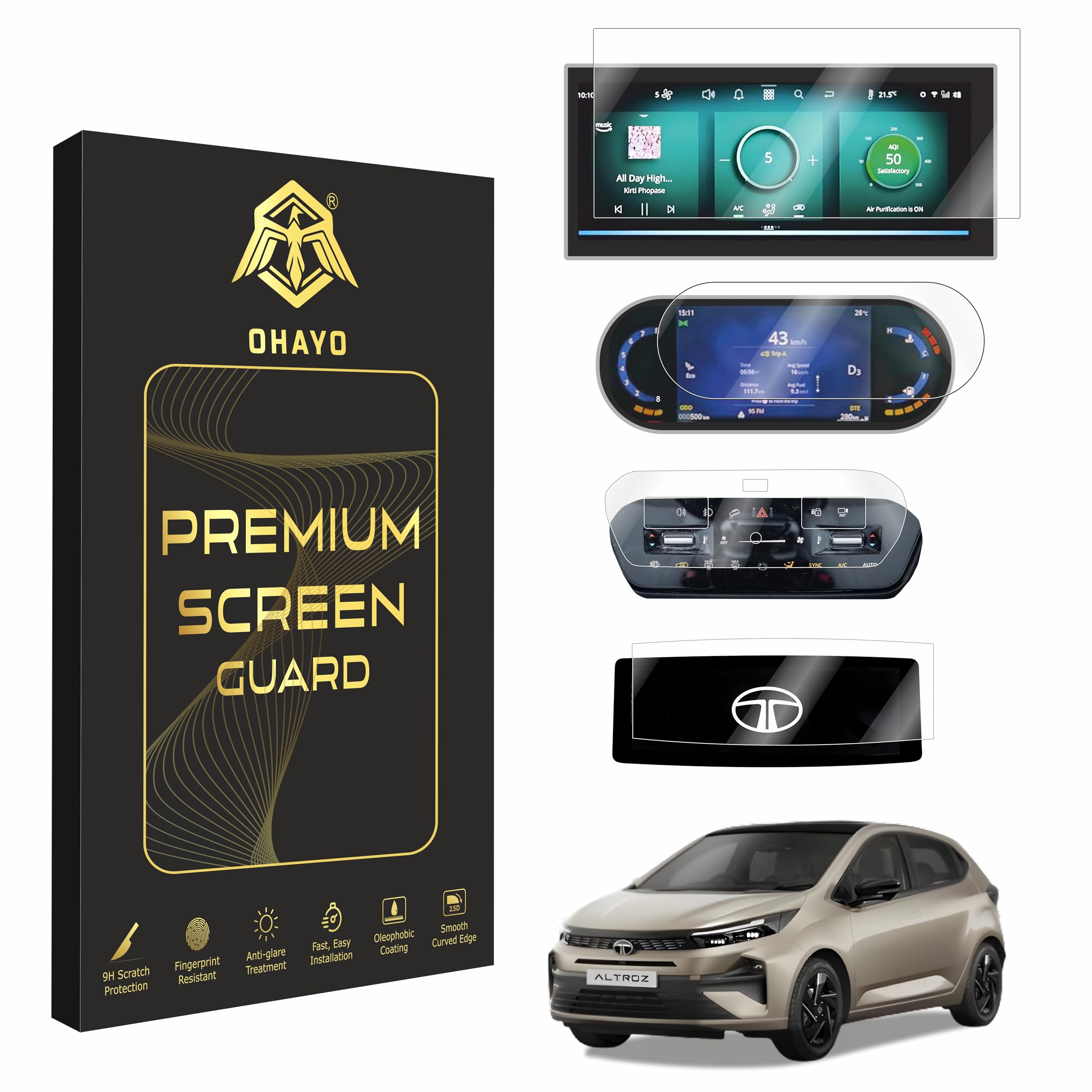 OHAYO Screen Guard For TATA ALTROZ (TATA ALTROZ 10" INFO+7" MID [4 PACK])-image-12
