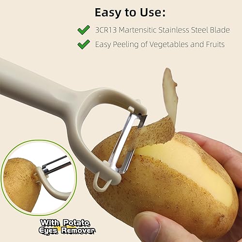 Miniatura 2 de Paquete de 6 peladores de verduras para cocina, juego de pelador de manzanas de acero inoxidable para verduras, zanahoria, frutas, calabacín,