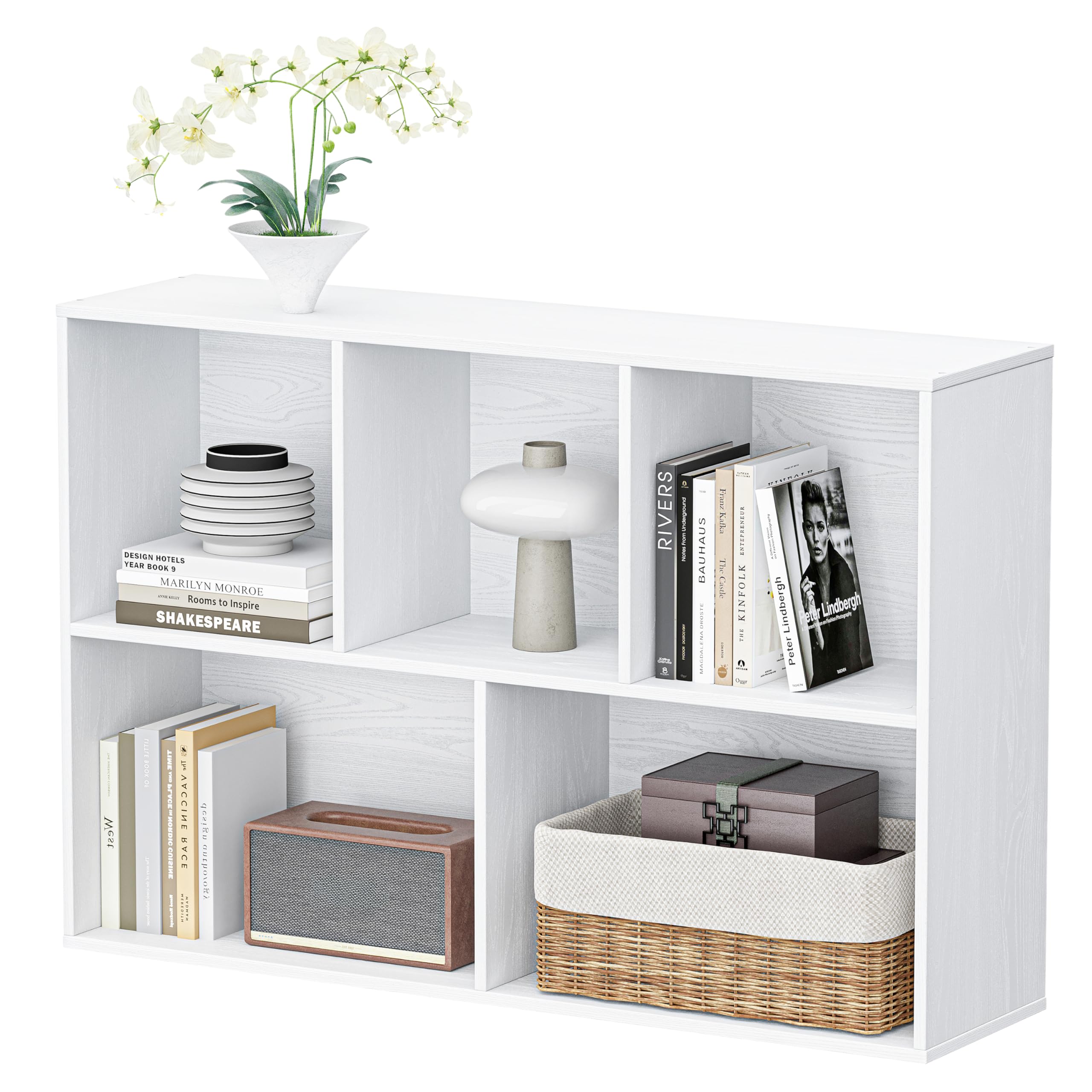 Jpiziso Cube Storage Organizer Bookshelf,Closed Back Display Bookcase,Cubby Shelf for Home Office, Living Room, Kids Room,Large Capacity Cube Storage Unit, 5-Cube 35.98 L x 9.45 W x 24.09H,White