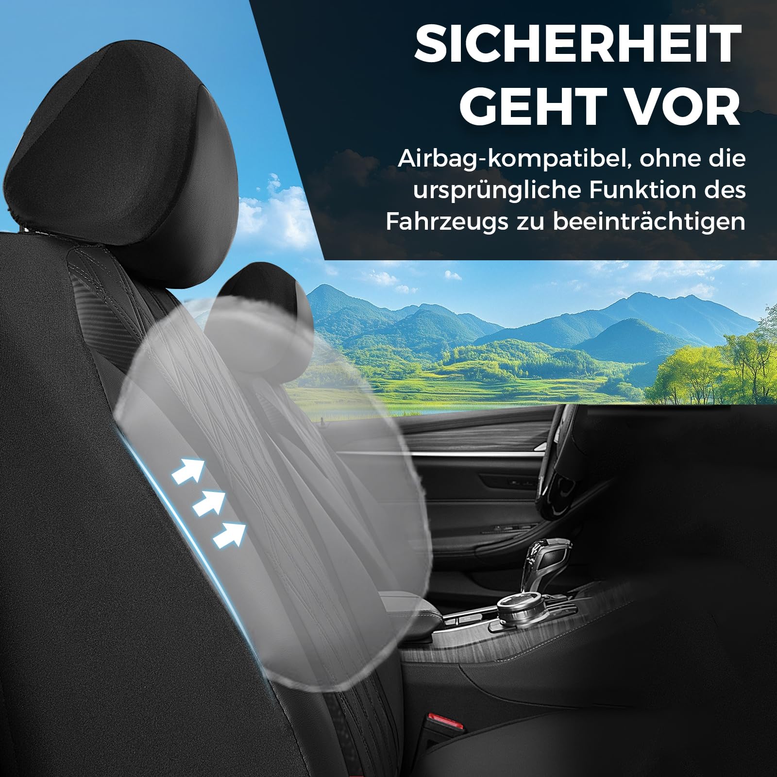 FLORICH Set Completo di Coprisedili, Coprisedili in Pelle PU per Auto, Protezioni per Sedili Auto Impermeabili e Traspiranti, Universali per la Maggior parte Delle Auto, SUV (Completo, Nero)