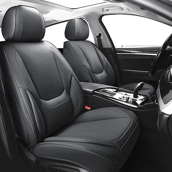 Chezope Car Seat Covers Full Set Universal Fit for Most Cars SUV Sedans Trucks Leather Car Seat Cushion Automotive Seat Cover Car Accessories Waterproof Car Seat Covers SUV (Black)