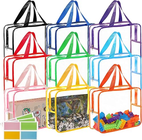Paquete de 9 bolsas grandes de almacenamiento de juguetes, organizador de juguetes para niños con cremallera y etiquetas, almacenamiento de juegos