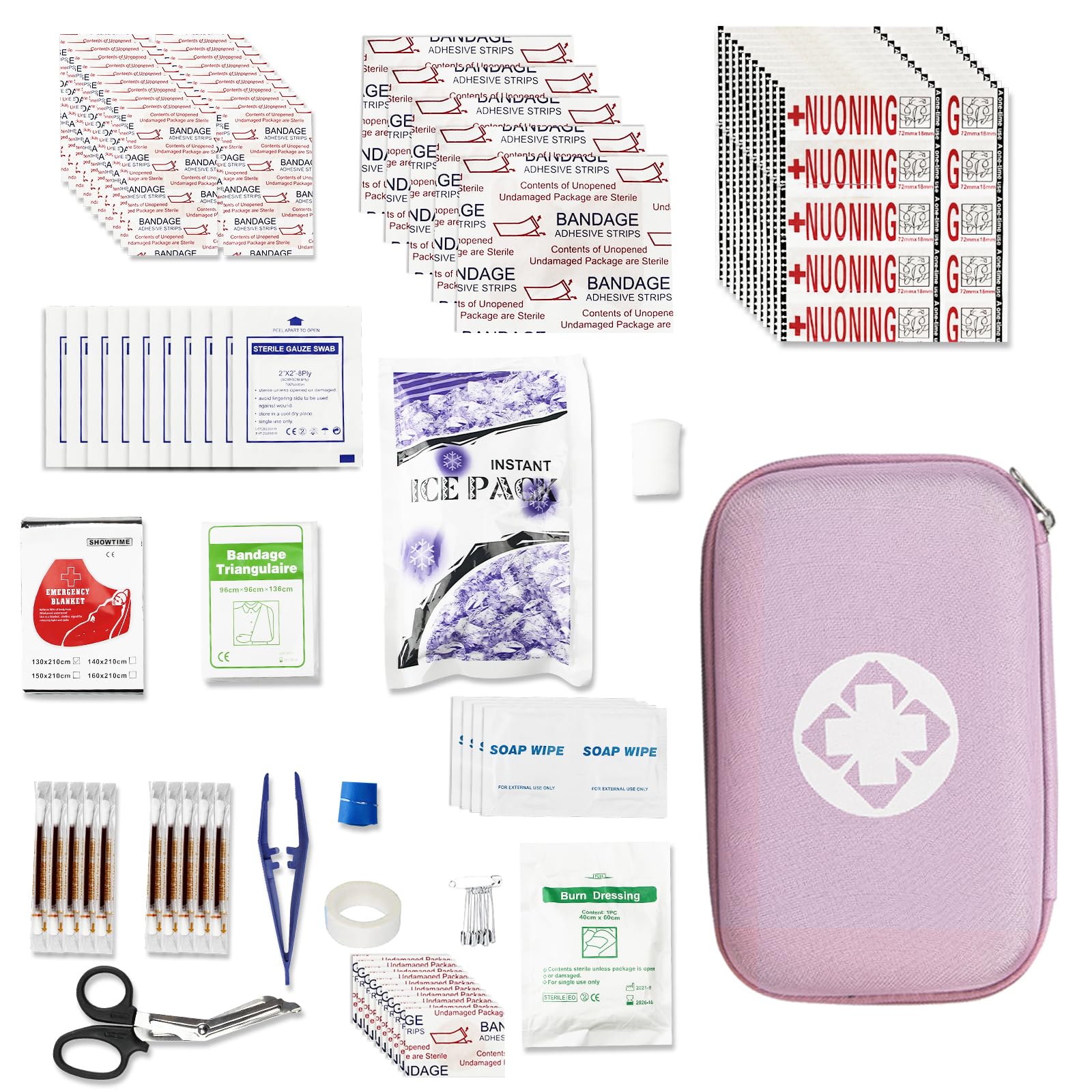 276Pcs First-Aid Kit Emergency-Kit Home-Car - First Aid Kits for Business Travel Essentials First Aid Bag Emergency Necessities for Boat Hiking Skating, Pink YIDERBO