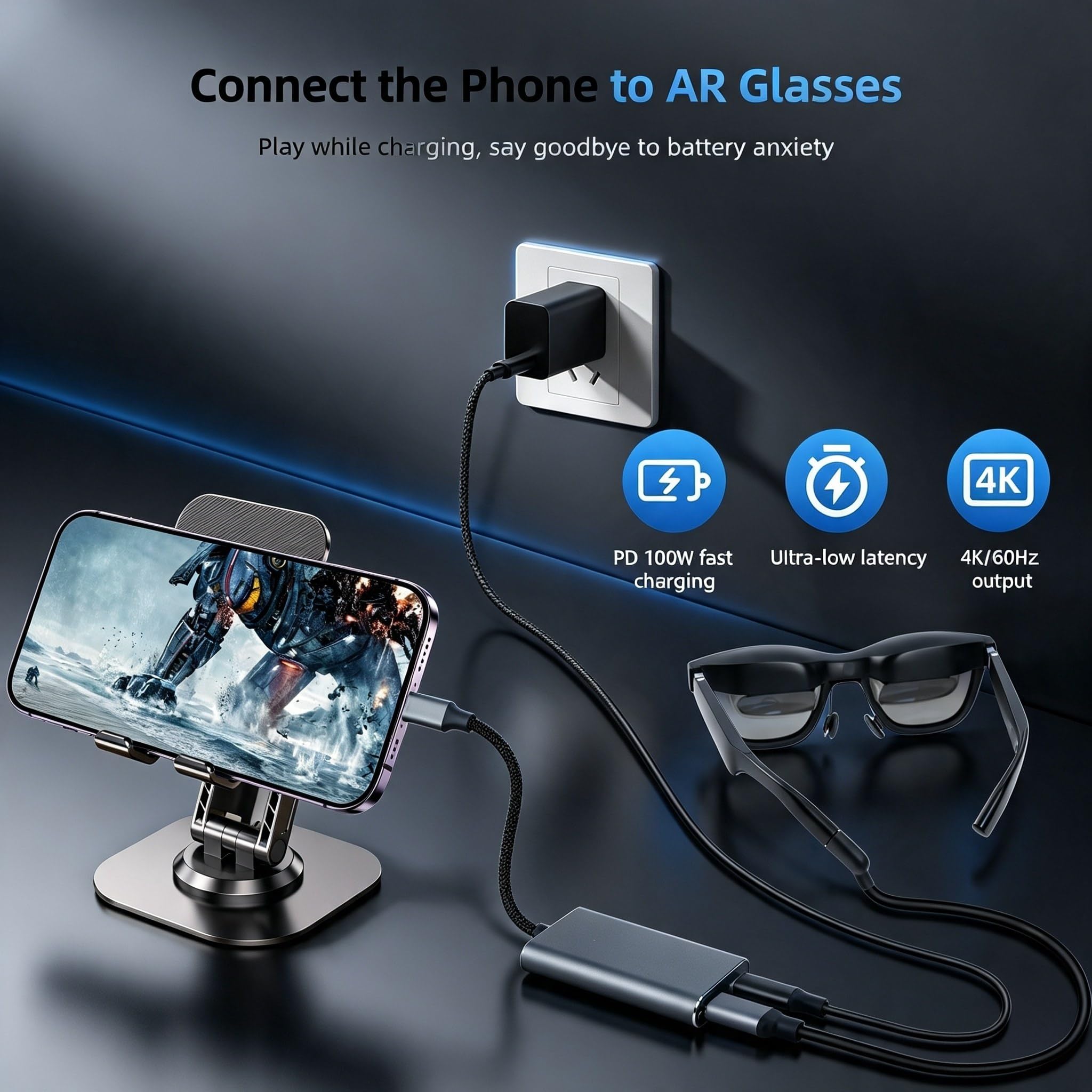 XREAL Hub Charging and Play Adapter,USB C to AR Glasses Adapter