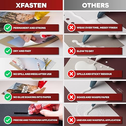 Miniatura 10 de XFasten Cinta adhesiva de doble cara para álbumes de recortes, 0.315 in x 30 pies, paquete de 8 unidades de cinta adhesiva multicolor, cinta de