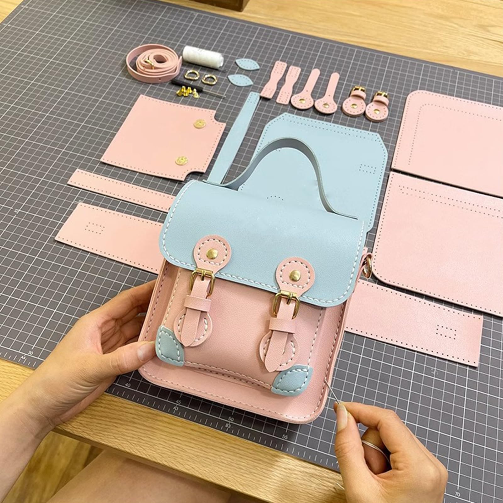 EZBHIZ PU Leather Shoulder Bag Making Kit Women's Bag Handmade Sewing Set