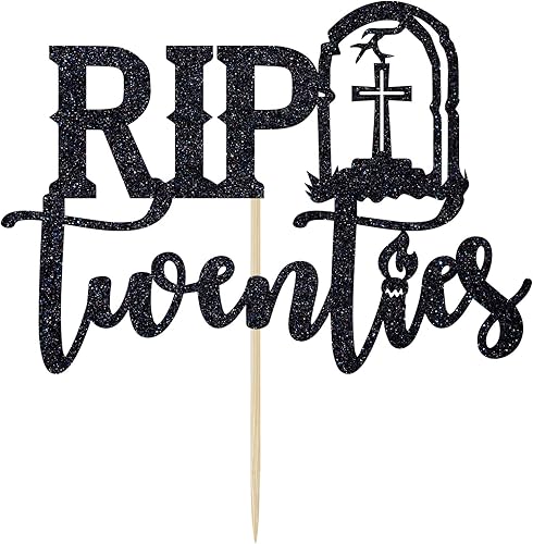 Miniatura 6 de Decoración negra para tartas de los años veinte, decoración para tartas de "Death to My Twenties", decoración de fiesta de cumpleaños de 30 años con