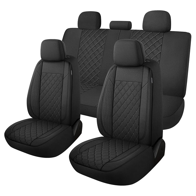 Capa para Banco de Carro YGL em Malha 3D Respirável, Conjunto Completo Preto