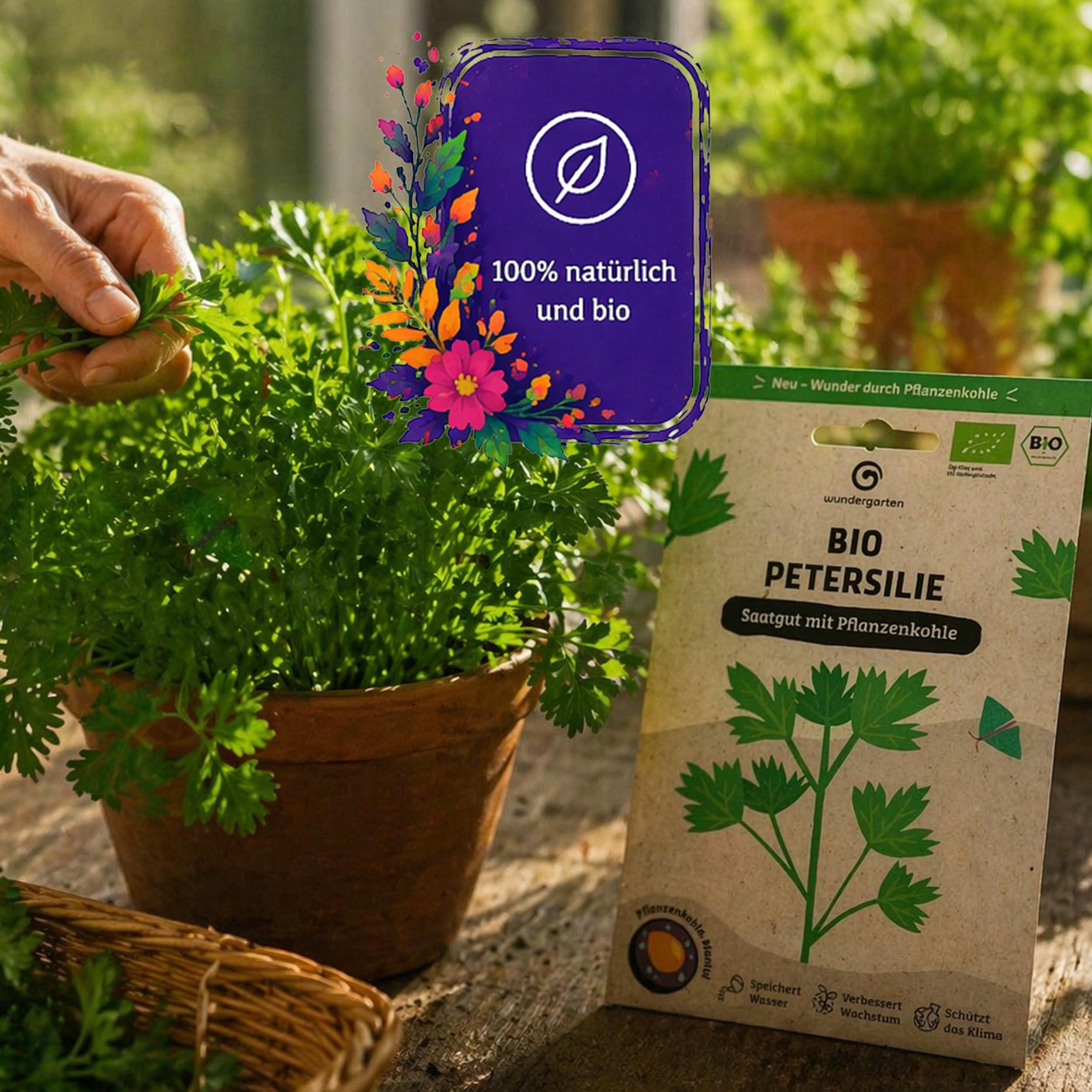 20x Bio Petersilie Saatgut Einfache Schnitt – Wundergarten – Mit Pflanzenkohle-Mantel – Hohe Keimrate & aromatische Kräuter – Für Garten, Hochbeet & Balkon