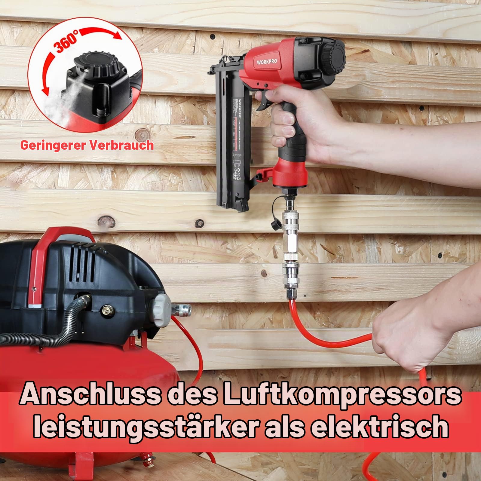 WORKPRO Druckluftnagler Drucklufttacker 2 in 1 inkl. 700 Klammern & Nagel