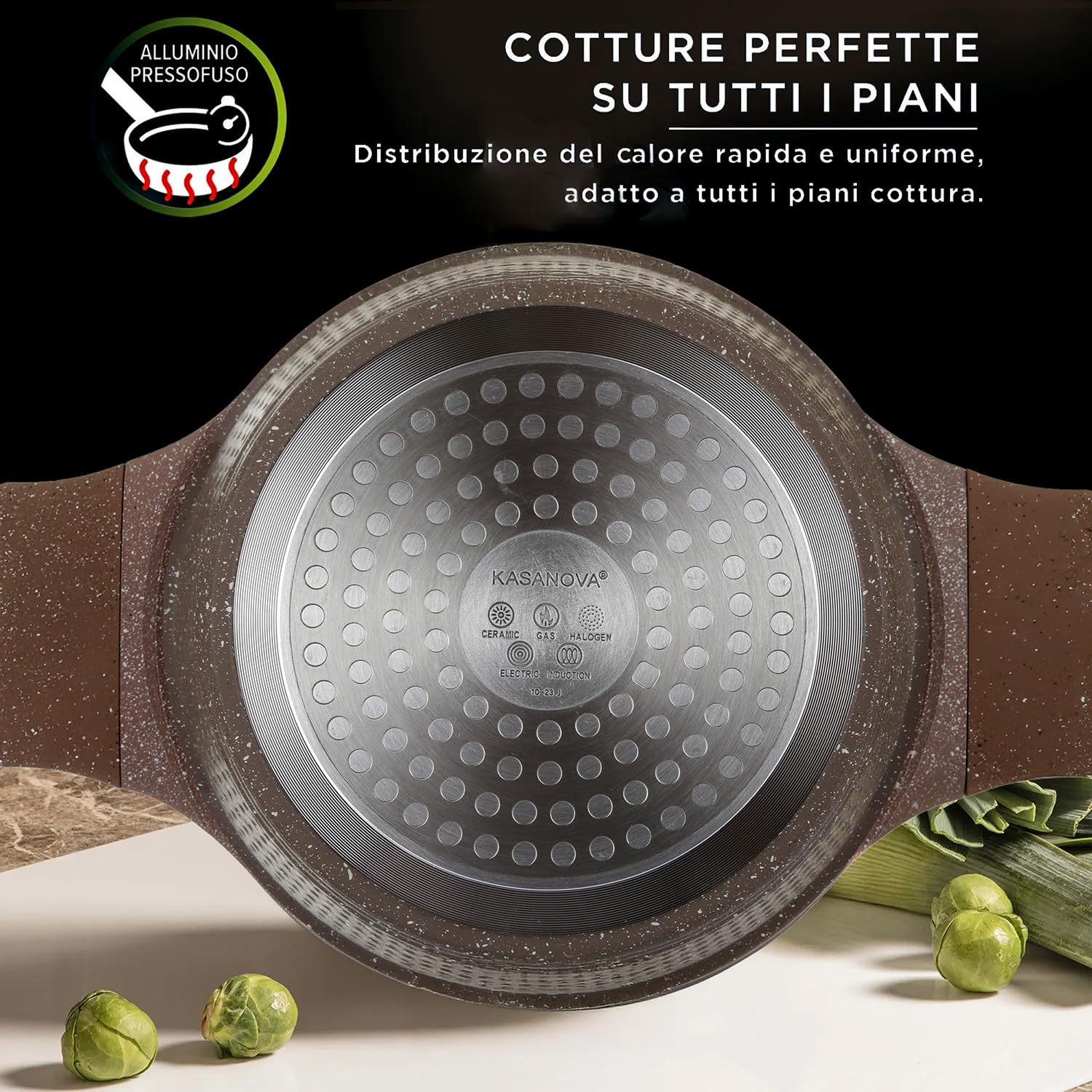 Casseruola 32 cm antiaderente 0 grassi con coperchio