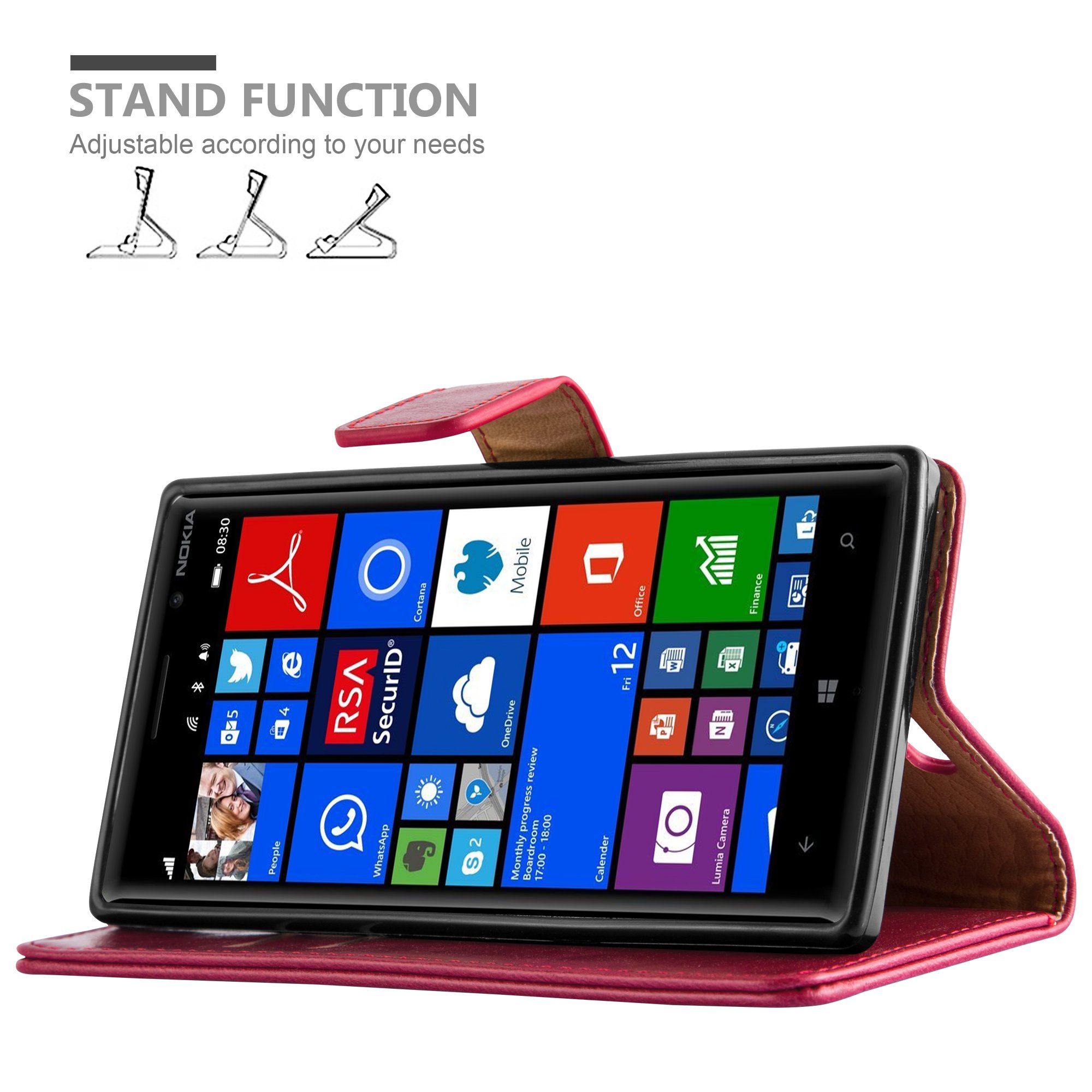 Cadorabo Custodia Libro per Nokia Lumia 535 in BRUNO CAPPUCCINO - con Vani di Ca