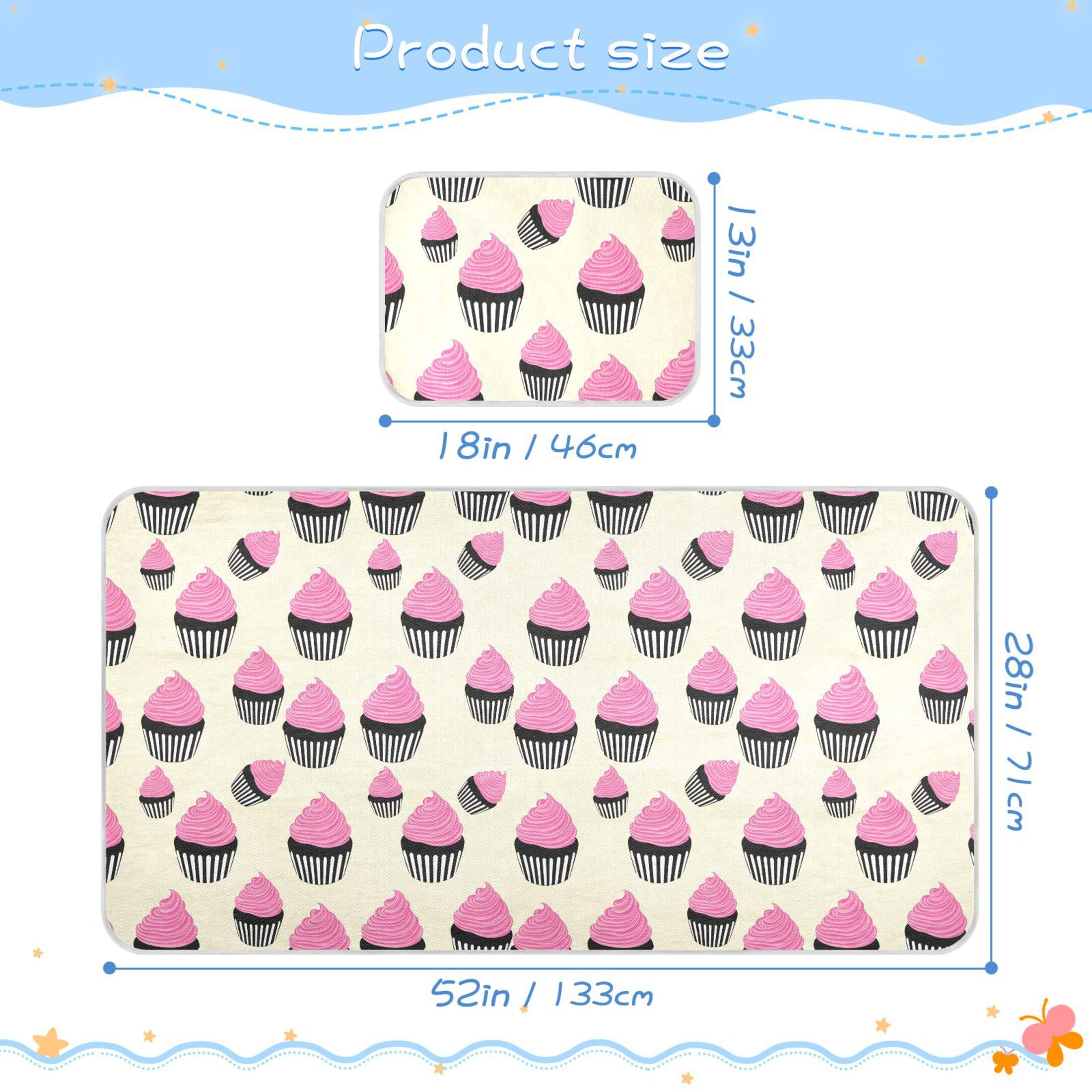 Takiito Cupcakes Baby Cooling Mattress Pad, Soft & Breathable Cooling Mat Keep Baby Cool in Summer 28x52 in, Nursery Essential