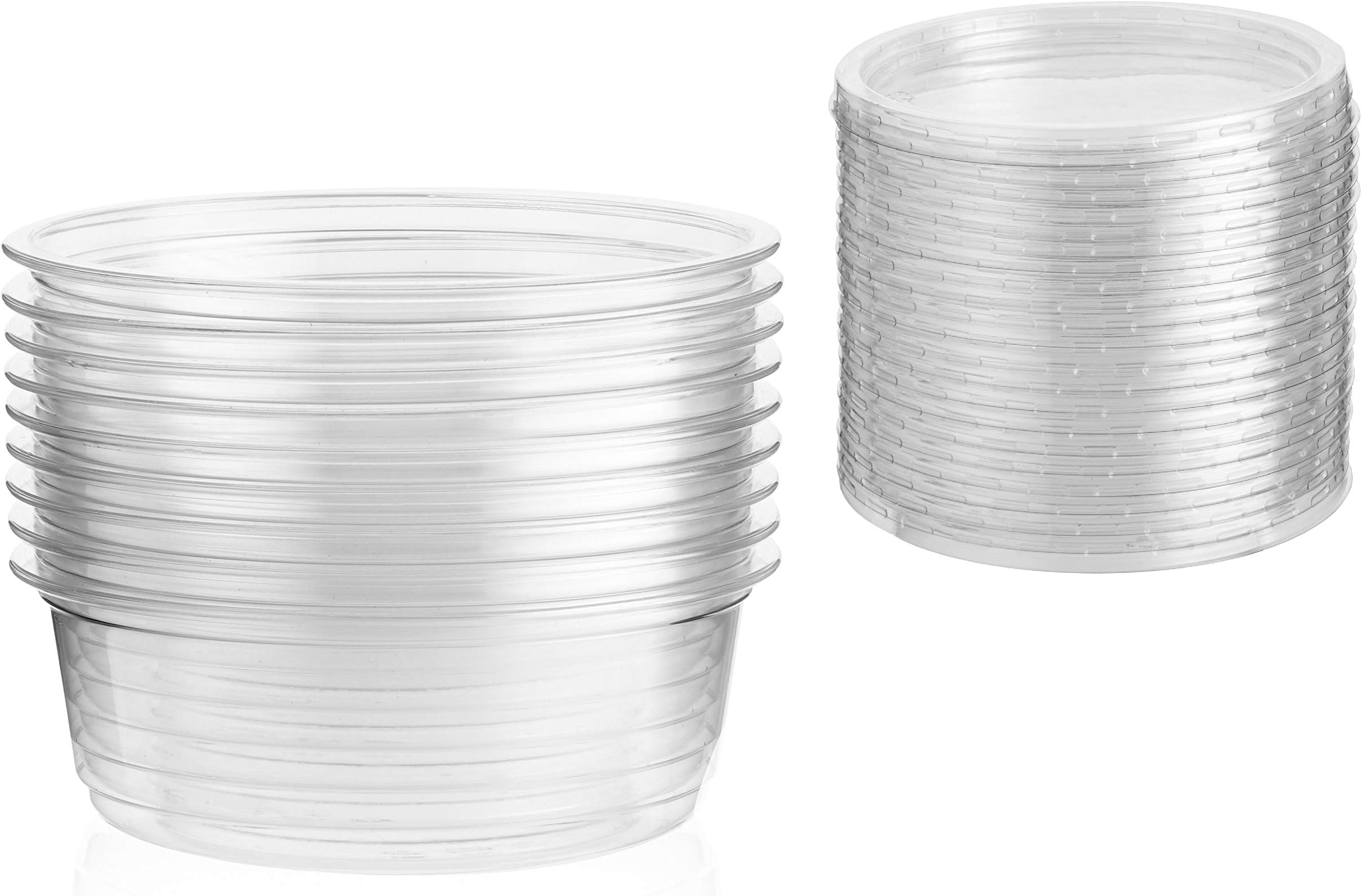 Signature Reusable Small Food Containers 100 Pack 4oz Pots with Lids Ideal for Yogurt