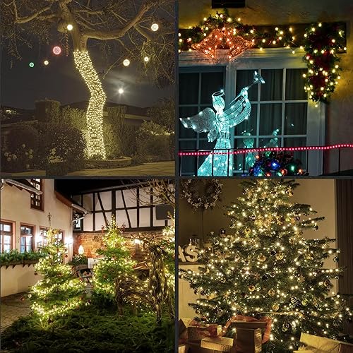 Miniatura 5 de LAMPHOME Cadena de 50 luces, luces LED de Navidad, 6 pulgadas de espacio, centelleo, cable verde, blanco cálido, grado comercial