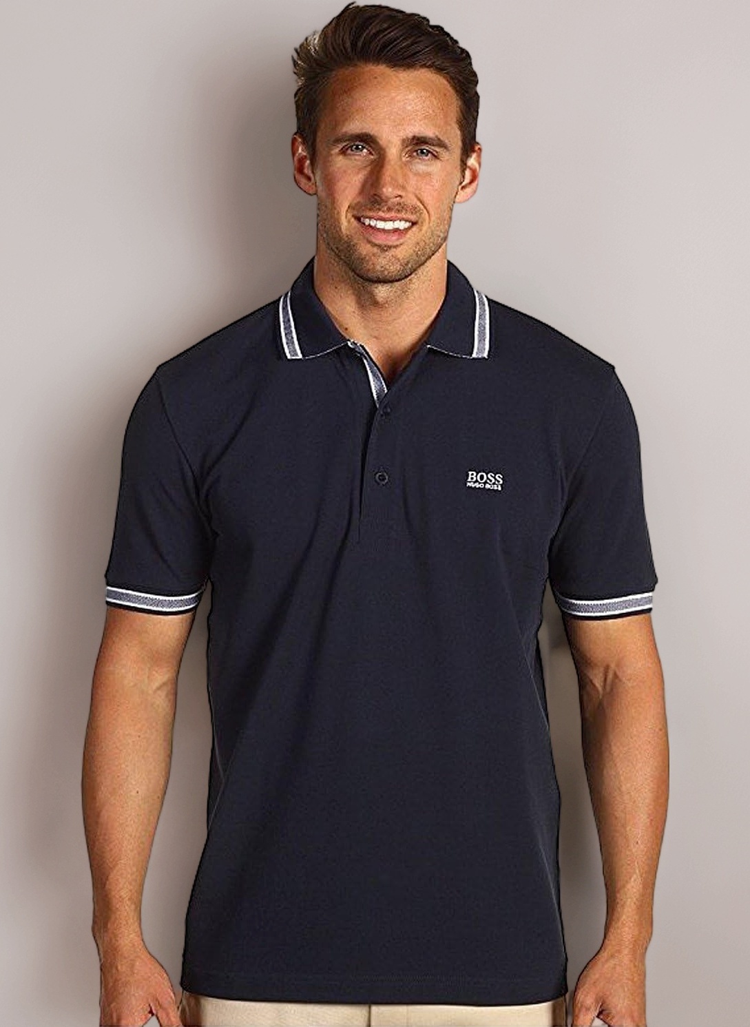 BOSS Men's Square Patch Logo Slim Fit Cotton Polo Shirt Polo Shirt (Pack of 1)