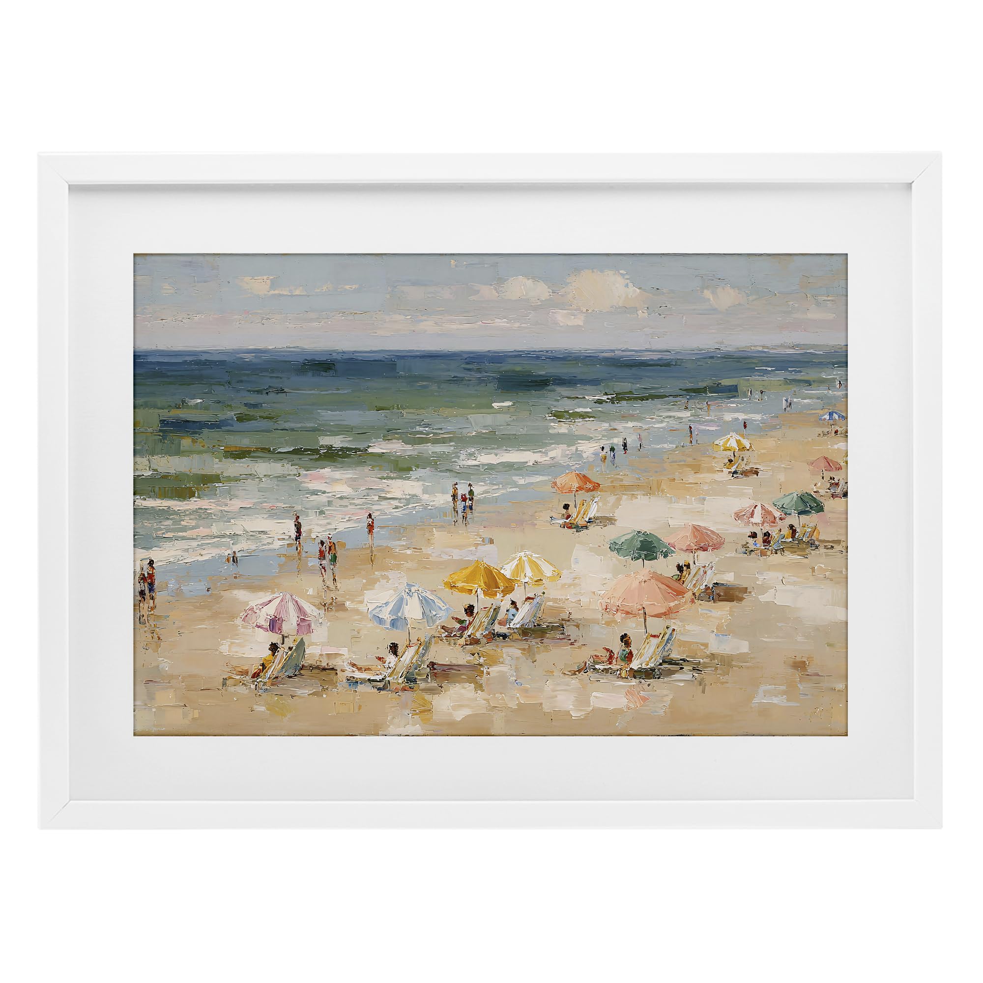 Stupell Industries Impressionist Summer Beach Day 'Impressionist Summer Beach Day'| Framed Print Under Glass