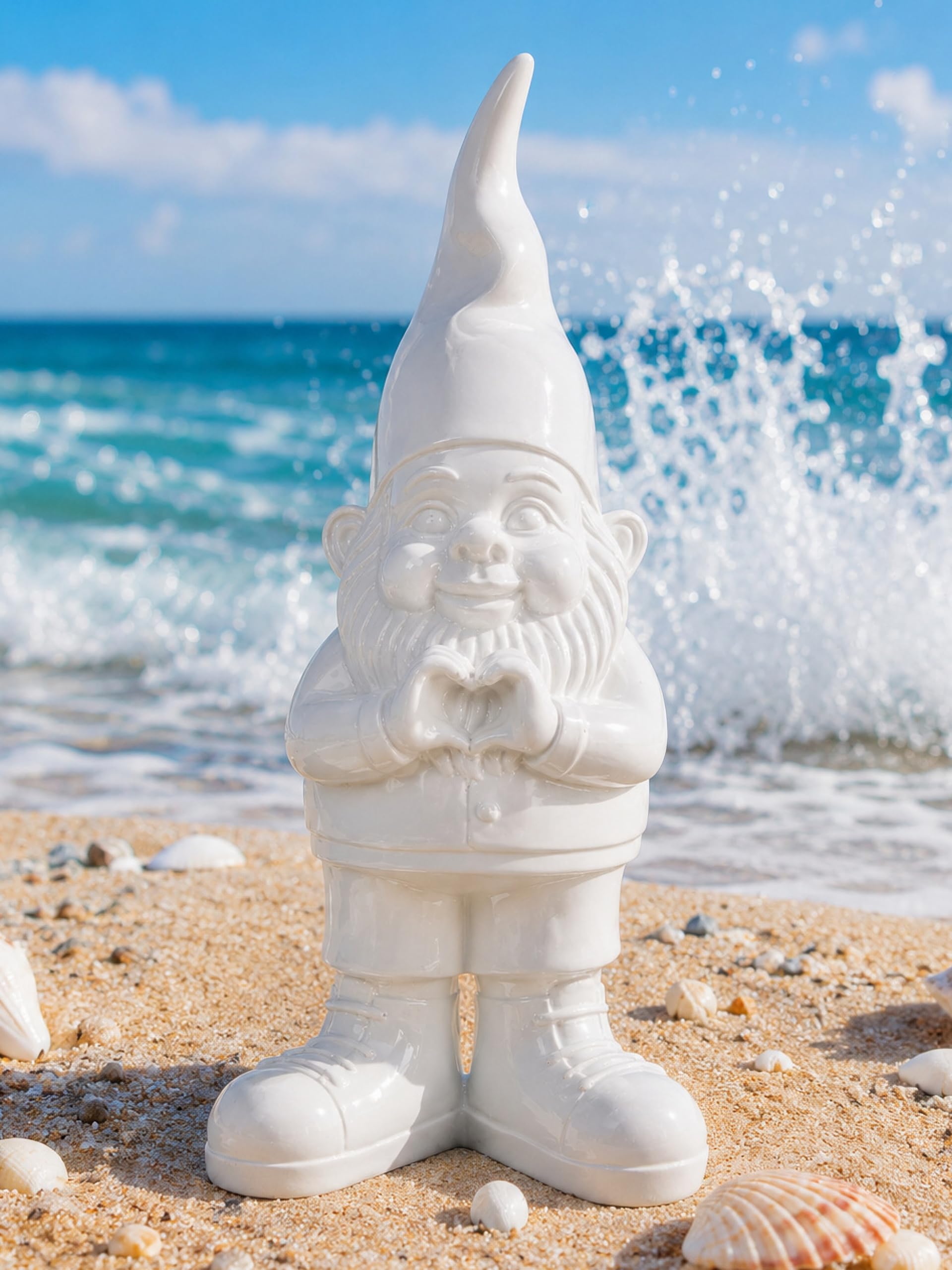 Pommerntraum® | Gartenfigur Gartenzwerg Zwerg Herzhände Herz Dekofigur Gnom | Liebesgeschenk Dankesgeschenk Terrassendeko Balkondeko Campingdeko Wichtel Balkonfigur Troll Deko Sammlerfigur Statue TRISTAN