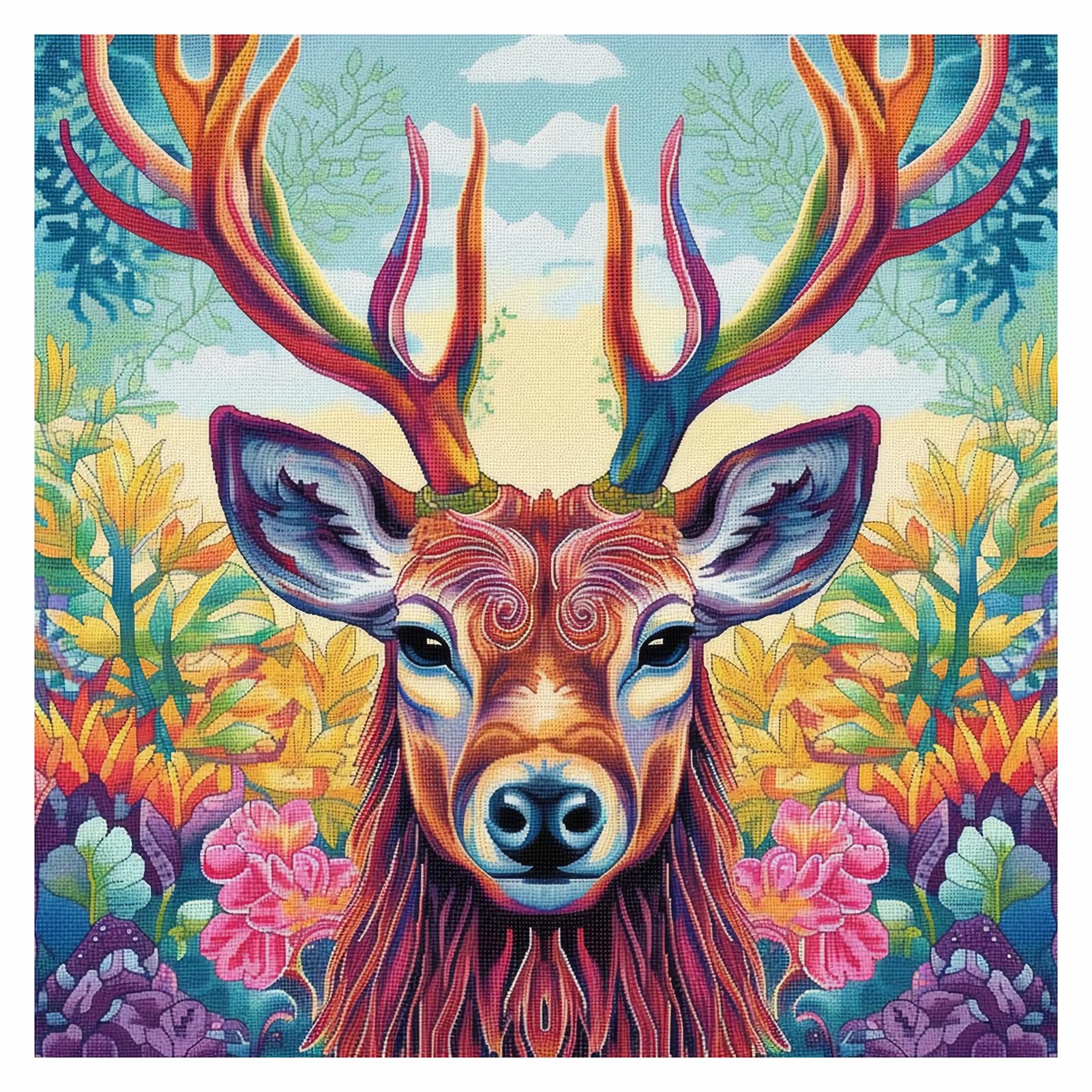 cukol cukol Cross Stitch Kits for Adults Beginners Deer 11 Count Counted Stamped Pre Printed Cross Stitch Embroidery Kits for Starter Modern Advanced Easy Animal 11ct Crossstitch Set 16x16 in
