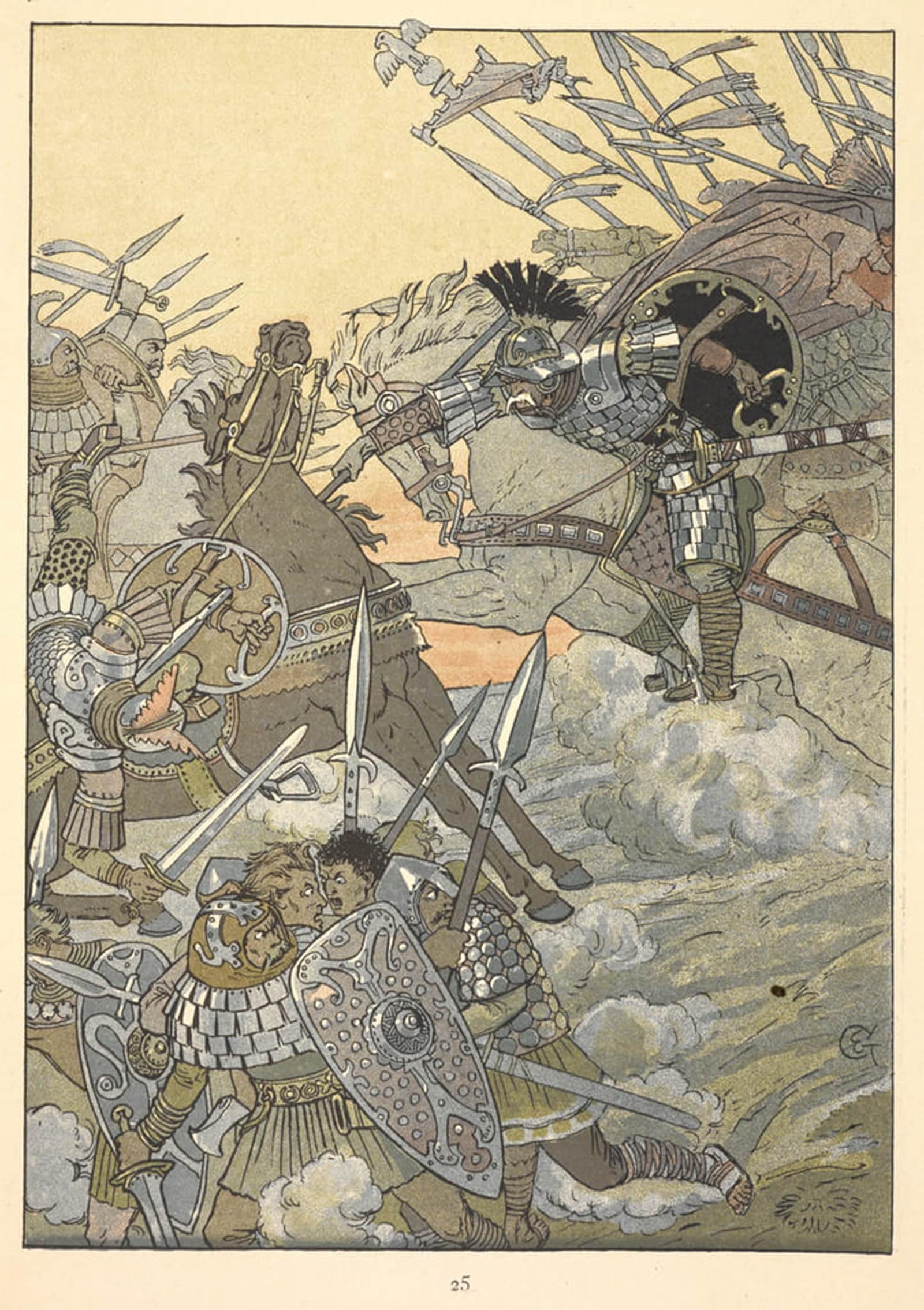 Affiche Eugène Grasset scène de bataille sur toile 60x90cm pour salon