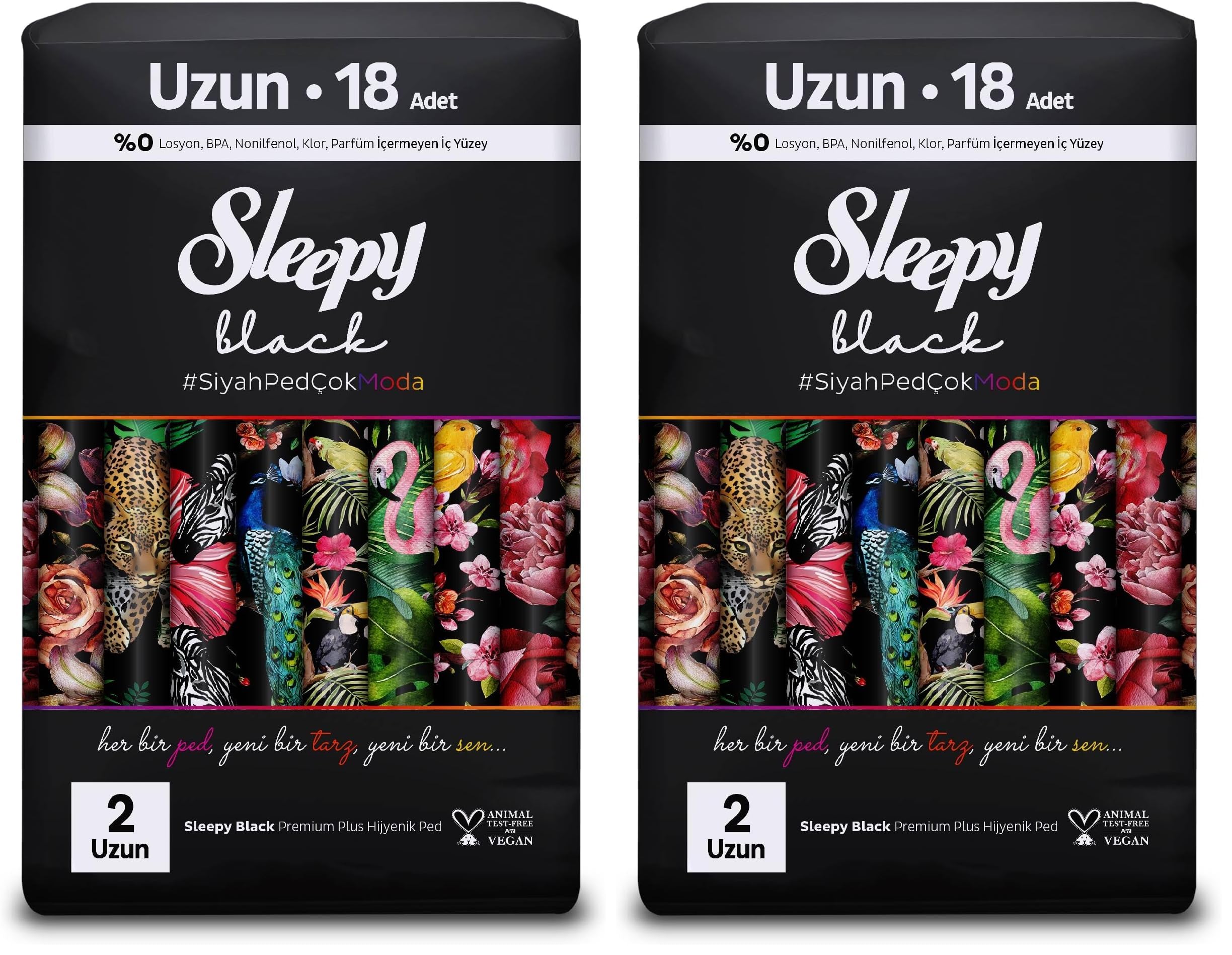 Sleepy Black Premium Plus Hijyenik Ped Uzun 18 Adet (2 paketi)