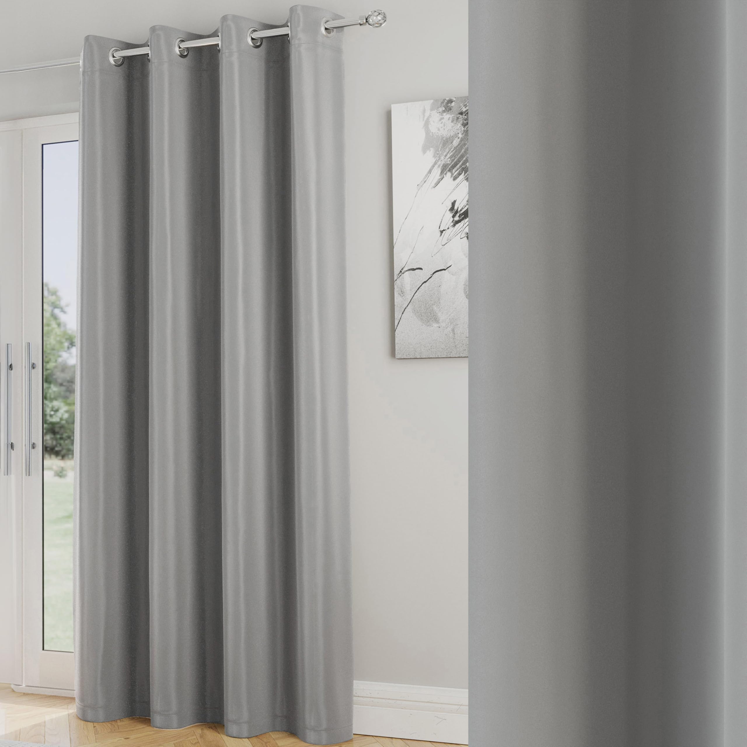 Enhanced Living Nightfall Plain Supersoft Grey Thermal Blockout (Single) Eyelet Door Curtain66 X 84 Inch (168 X 214Cm) from B&Q