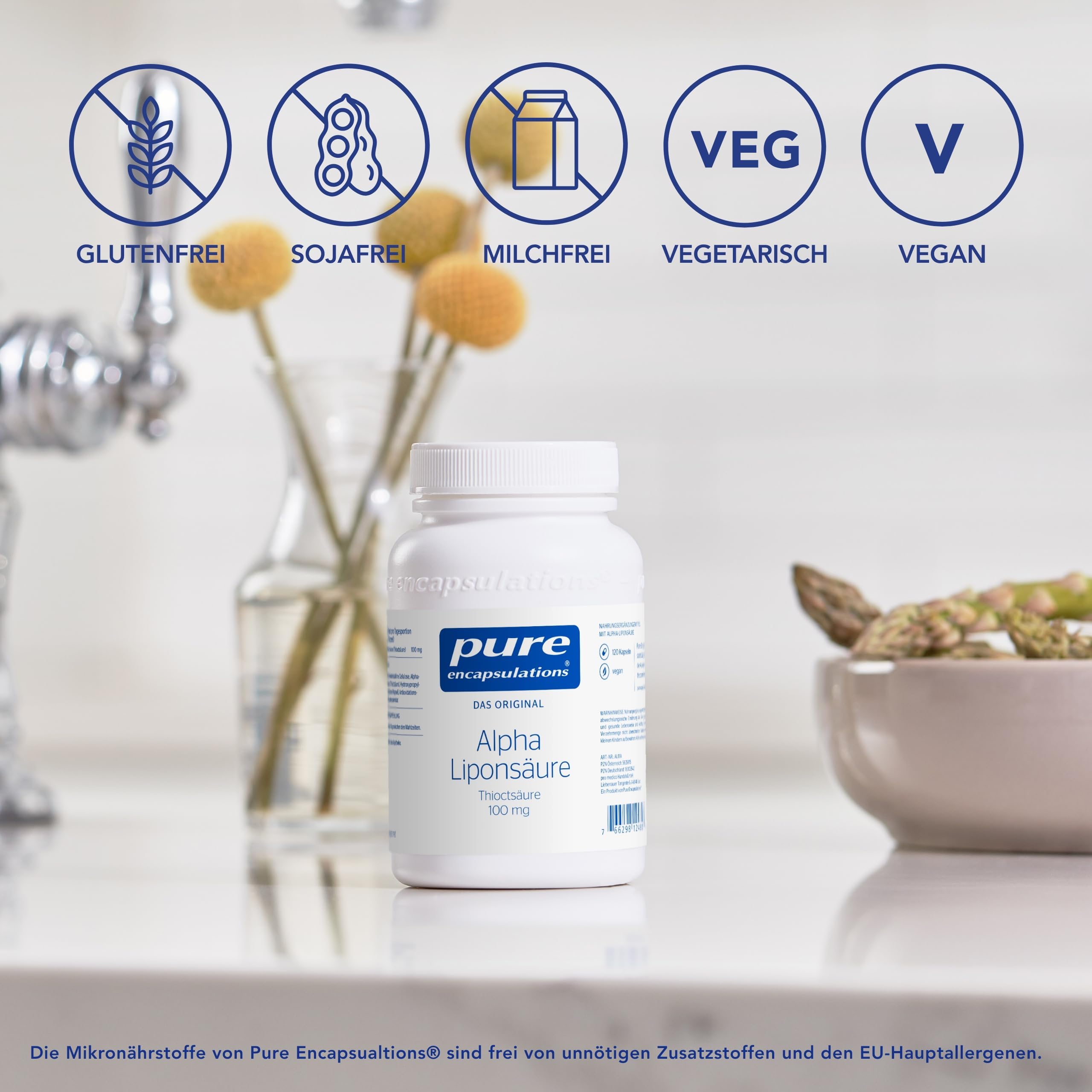 Pure Encapsulations - Alpha Liponsäure - 100mg Thioctsäure - Nahrungsergänzungsmittel - 60 Kapseln