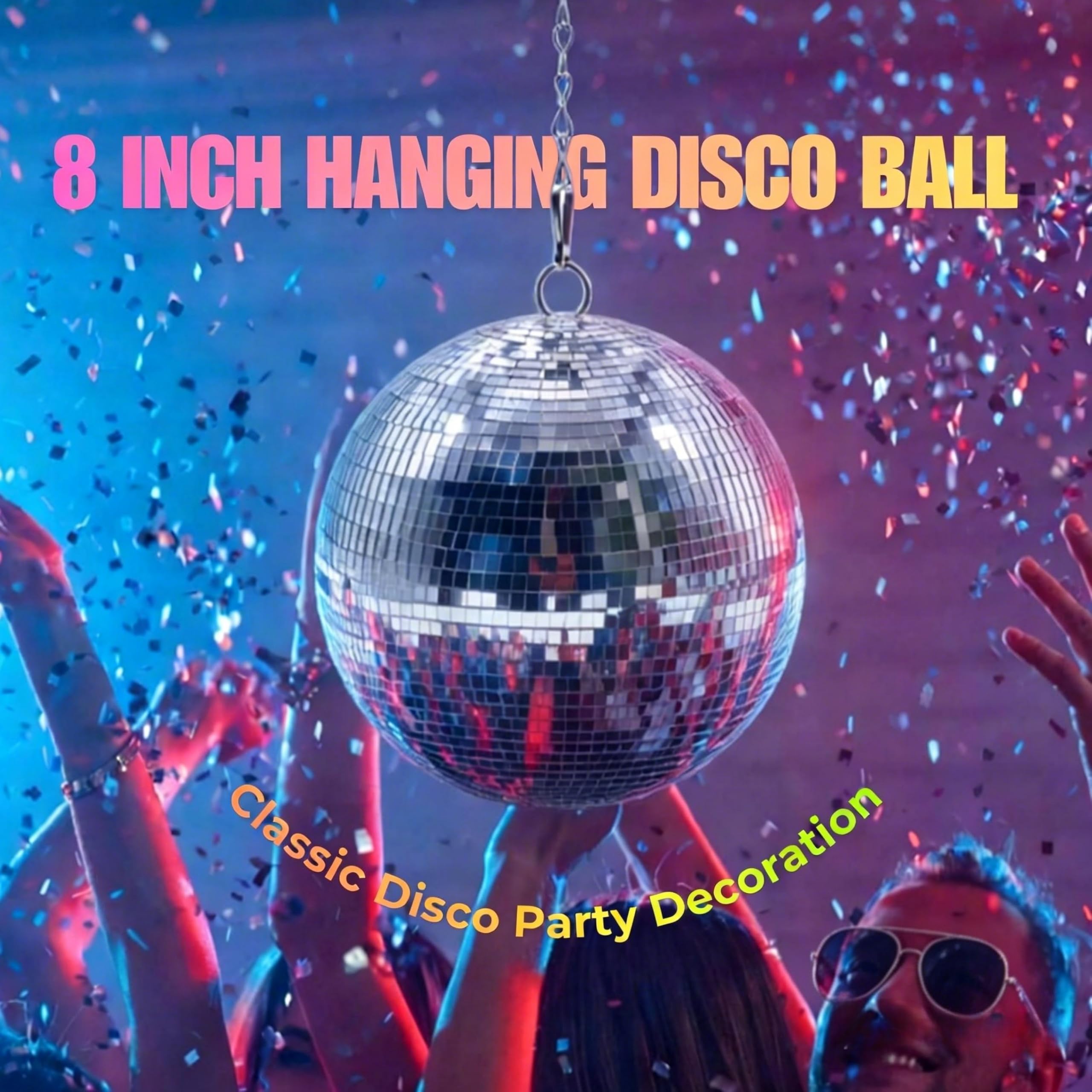 Boule disco à suspendre de 20,3 cm – Sphère réfléchissante pour mariage, anniversaire, vacances et piste de danse – Ornement à suspendre étincelant avec chaîne en métal de 50,8 cm pour événements et
