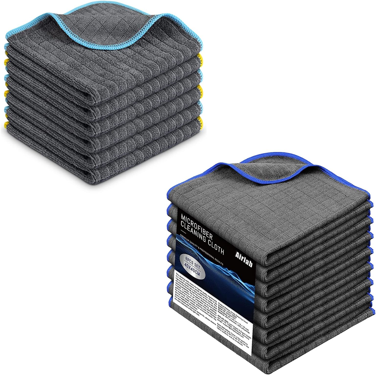 Airlab14 Pack, All-Purpose Microfiber Cleaning Cloths, 12" x 12" & 12" x 16"