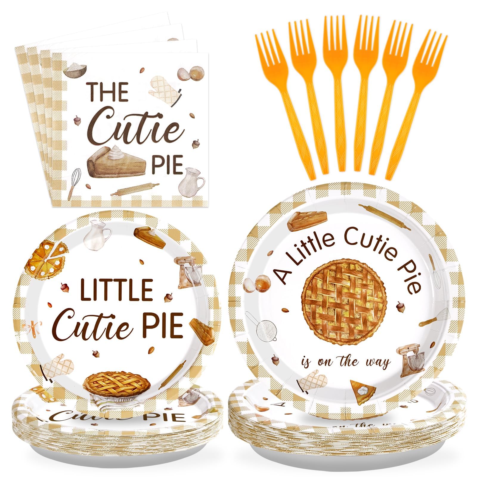 Grencian 96Pcs Cutie Pie Baby Shower Party Decorations, Serves 24