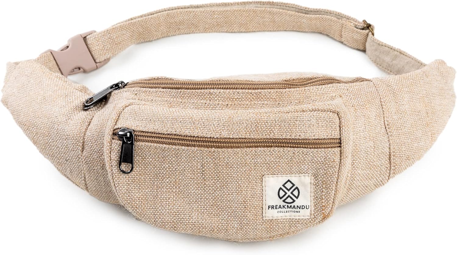 Freakmandu Eco-Friendly Boho Hippie Style Hemp Fanny Pack White Hip Waist Bag for Hiking Running Jogging (Nirvana) - Image 6