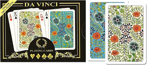 Da Vinci Fiori, 2 juegos de naipes para jugar, 100 % italianas, cartas de plástico, 2 mazos, con estuche duro, 2 cartas de corte, elija entre