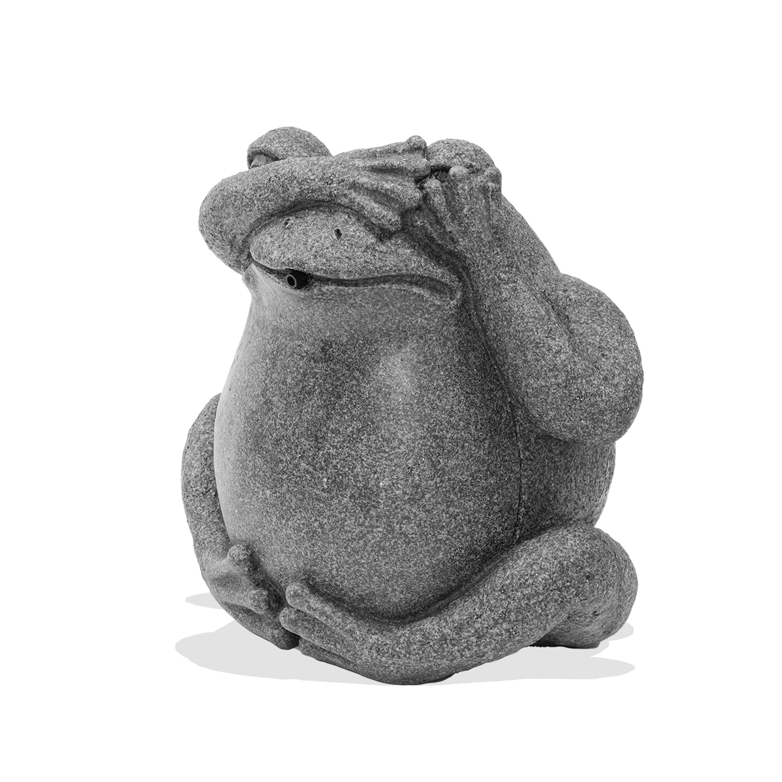 Esotec Wasserspeier sitzender Frosch in Steindesign, Brunnenfigur für Teich & Garten aus Polyresin, Gartenfigur mit 3m Schlauch, Wasserspiel Figur, 33x30x24cm 100746