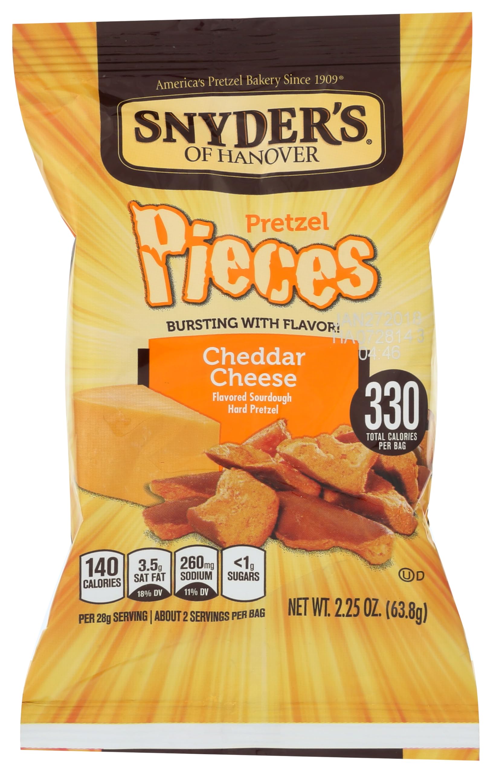 Snyder's of Hanover Pretzel Pieces, Cheddar Cheese, 2.25 oz Pack of 12