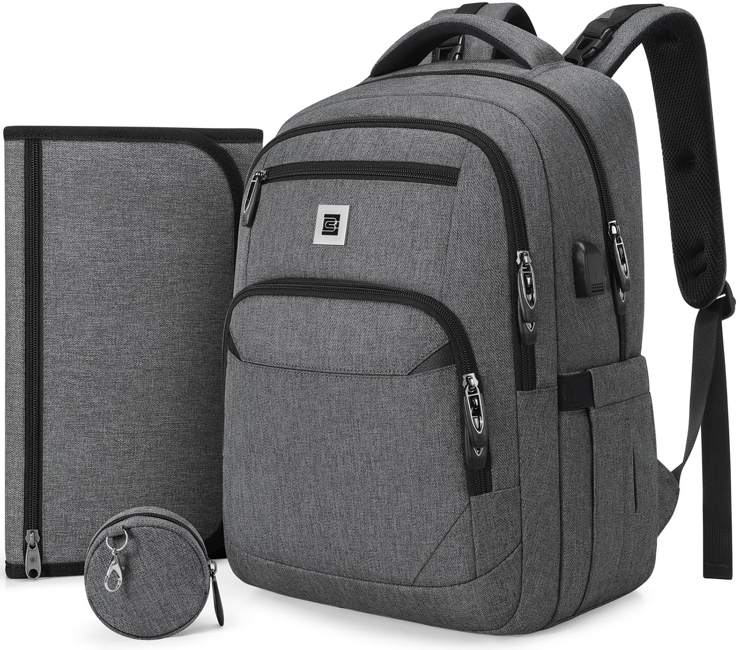 UKEIN Diaper Bag Backpack, Multi function Baby Bag with Portable Changing Pad, Pacifier Holder,Diaper Bags with USB Charging Port,Perfect Baby Shower Gifts for Mom, Dad, Newborn