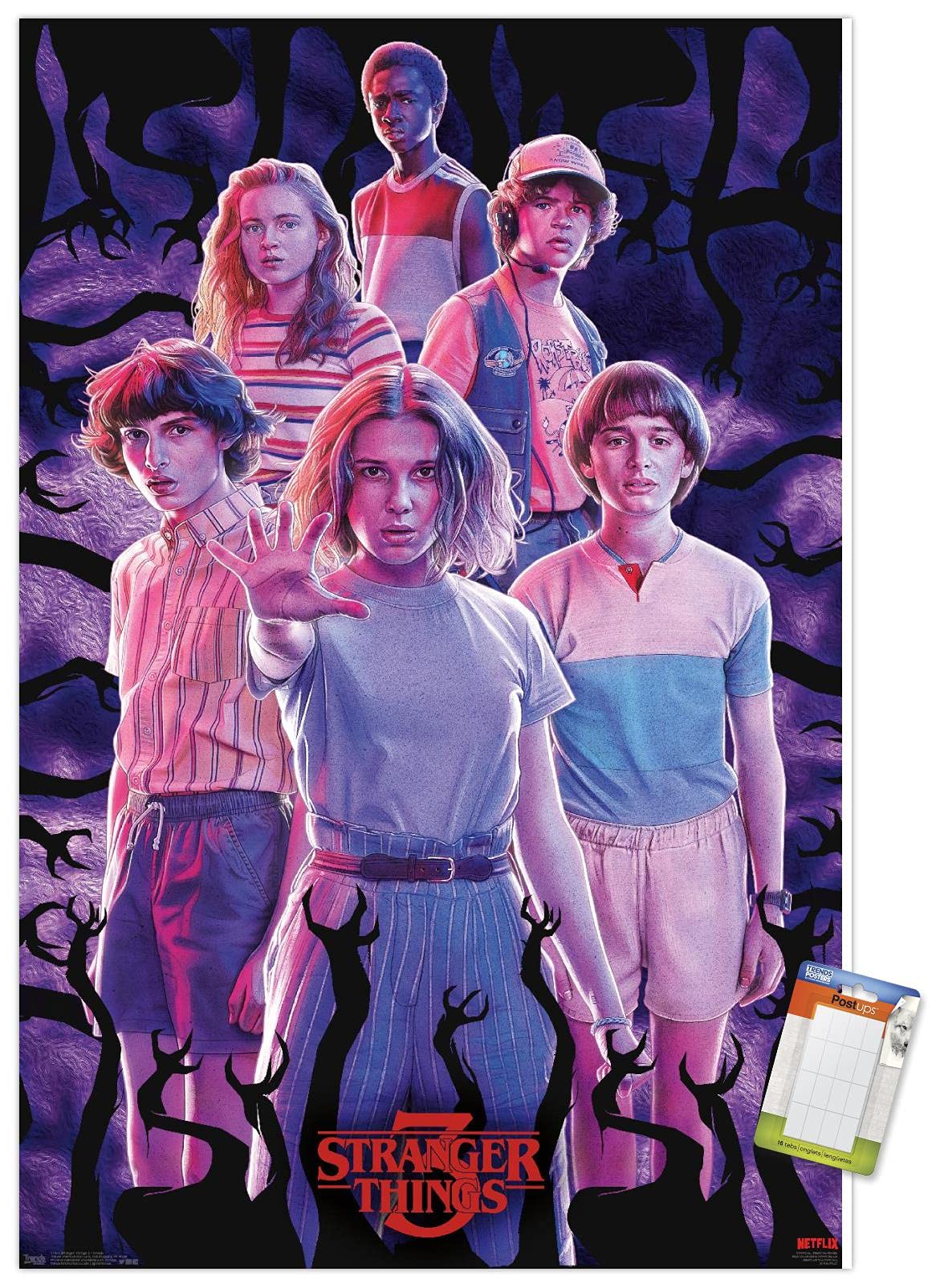 Trends International Netflix Stranger Things: Season 3 - Group Wall Poster, 22.375" x 34", Poster & Mount Bundle