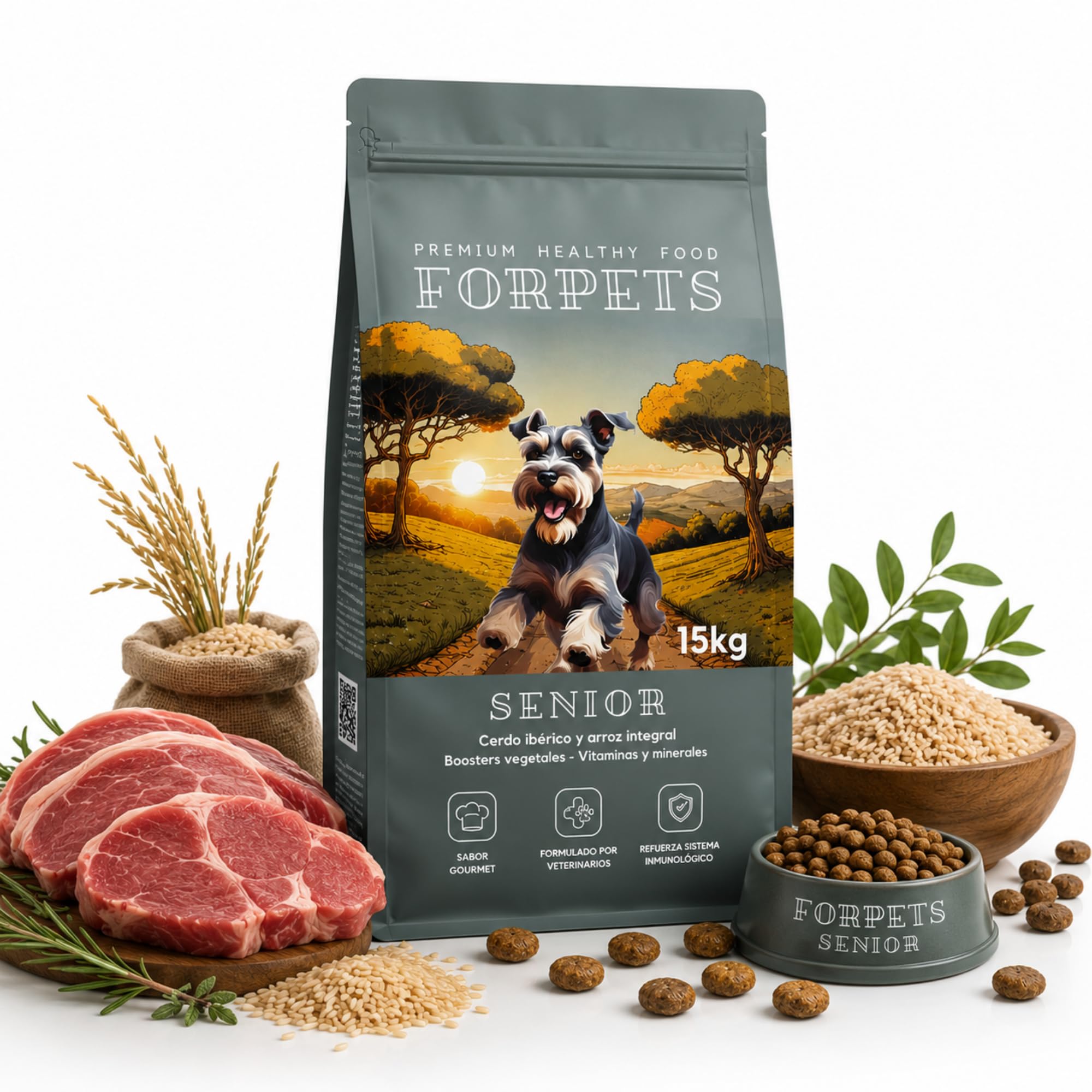 Senior Dog Food for Older Dogs 15 kg | Joints with Glucosamine and Chondroitin | Sensitive Digestion, Sensitive Skin | Medium and Large Breeds | Iberian Pork and Gluten Free | FORPETS
