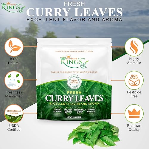 Miniatura 48 de Hojas de curry frescas - 4 oz - Paquete de $3.74 por oz - Inspeccionado por el USDA en el sitio, cultivado en Florida, altamente aromático y sabroso